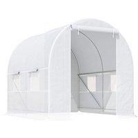 Outsunny 2.5*2m Polycarbonate Greenhouse, Large Walk-In Green House with Stainless Steel Frame and PE Cover, for Garden Outdoor, White Aosom UK