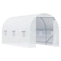 Outsunny 4.5 x 2 x 2 m Large Galvanised Steel Frame Outdoor Poly Tunnel Garden Walk-In Patio Greenhouse - White