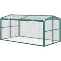 Outsunny Aluminium Polycarbonate Greenhouse Cold Frame Grow House, Openable Top for Flowers and Vegetables, 130x70x61cm