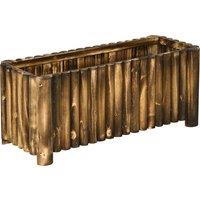Raised Flower Bed Wooden Rectangualr Planter Container Box Wood 4 Feet Aosom UK