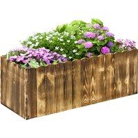 Outsunny 70L Garden Flower Raised Bed Pot Wooden Outdoor Large Rectangle Planter Vegetable Box Herb Holder Display (80L x 33W x 30H (cm)) Aosom UK