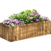 Outsunny 109L Garden Flower Raised Bed Pot Wooden Outdoor Large Rectangle Planter Vegetable Box Herb Holder Display (100Lx40Wx30H (cm)) Aosom UK