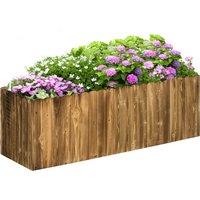 Outsunny 172L Garden Flower Raised Bed Pot Wooden Outdoor Large Rectangle Planter Vegetable Box Outdoor Herb Holder Display (120L x 40W x 40H (cm))