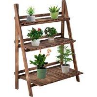 Outsunny Wooden 3 Tier Folding Flower Pot Stand, Garden Planter Display Ladder, Herb Rack, Natural Aosom UK