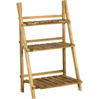 Outsunny Wooden Folding Flower Pot Stand 3 Tier Garden Planter Display Ladder Gardener Storage Shelves Rack (60L x 37W x 93H (cm)) Aosom UK