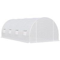 Outsunny Poly Tunnel for Garden, Metal Frame Walk-in Polytunnel with Door and Roll Up Windows, 6 x 3 x 2 m, White Aosom UK