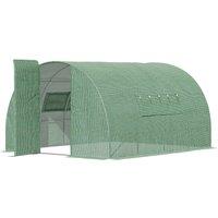 Outsunny 4 x 3 x 2 m Polytunnel Greenhouse Reinforced Green Outdoor Greenhouse, Steel Frame, Metal Hinged Door, Mesh Windows Aosom UK