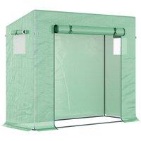 Outsunny Garden Greenhouse with PE Plant Cover, Windows and Zipper Door for Fruit and Veg 198L x 77W x 149-168H cm Aosom UK