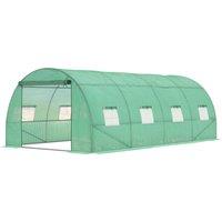 Outsunny 6 x 3 m Large Walk-In Greenhouse Garden Polytunnel Greenhouse with Steel Frame, Zippered Do