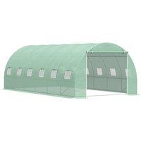 Outsunny 6 x 3 x 2 m Large Walk-In Greenhouse Garden Polytunnel Greenhouse with Steel Frame, Zippered Door and Roll Up Windows, Green Aosom UK