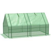 Outsunny Mini Small Greenhouse with Steel Frame & PE Cover & Zippered Window Poly tunnel Steeple for Plants Vegetables, 180 x 90 x 90 cm Aosom UK