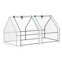 Outsunny Compact Cultivator: Petite Greenhouse with Steel Frame, PE Cover & Zippered Window for Nurturing Plants, Pristine White Aosom UK