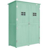 Outsunny Wooden Garden Shed with Two Windows, Tool Storage Cabinet, Outdoor Double Door organiser 127.5L x 50W x 164H cm, Green