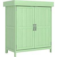 Outsunny Small Shed, Wooden Garden Shed with Openable Hinged Roof and Removable Shelf, 74 x 43 x 88 cm, Light Green