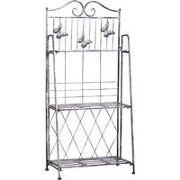 Outsunny Indoor Outdoor Freestanding 3-Tier Garden Plant Stand Metal Flower Display Rack for Potted Plants Balcony Dcor 44L x 25W x 96H cm Aosom UK