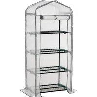 Outsunny Portable Mini Greenhouse, 4 Tier, Metal Frame with PE Cover, Plant Grow Shed, 160H x 70L x 50W cm, White. Aosom UK