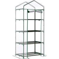 Outsunny 4 Tiers Mini Portable Greenhouse Plant Grow Shed Metal Frame Transparent Clear Cover 160H x 70L x 50Wcm Aosom UK