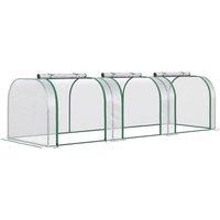 Outsunny Transparent Tunnel Greenhouse: PVC Grow House with Steel Frame, Zipper Entrances for Verdant Cultivation, 295x100x80cm Aosom UK