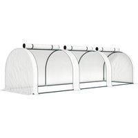 Outsunny 295 x 100 cm Low Tunnel Greenhouse - White