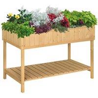 Outsunny Garden Wooden Planters, Flower Box Raised, Rectangular 8 Compartment Plant Stand, Oak Tone Aosom UK