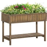 Outsunny Raised Flower Beds Garden Wooden Beds, with 8 Inner Cubes, Bottom Shelf & Drainage Holes, 110x46x76cm, Brown Aosom UK