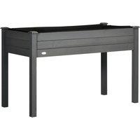 Outsunny Raised Bed for Garden, Wooden Elevated Planter Box with Bed Liner, for Flower Vegetable Herb, Dark Grey