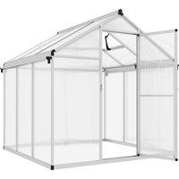 Outsunny 6 x 6ft Polycarbonate Greenhouse with Rain Gutters, Large Walk-In Green House with Window, Garden Plants Grow House with Aluminium Aosom UK