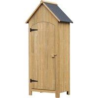 Outsunny Small Shed, Wooden Garden Storage Shed with 3 Shelves, Outdoor Tool Storage Cabinet with Tilt Roof and Lockable Door, 77.5 x 54.2 x 179.5 cm, Natural