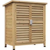 Outsunny Garden Cupboard, Sturdy Outdoor Garage Organisation Cabinet with Sliding Doors for Patio & Backyard, Solid Fir Wood Aosom UK