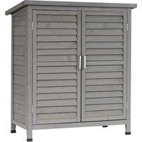 Outsunny Garden Shed Wooden Garden Storage Shed 2 Door Unit Solid Fir Wood Garage Tool Organisation Cabinet, 87L x 46.5W x 96.5Hcm, Grey Aosom UK