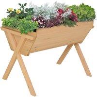 Outsunny Wooden Raised Garden Bed, 100x70cm Planter Box w/ Liner for Vegetables & Flowers Aosom UK