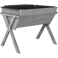 Outsunny Wooden Raised Garden Bed with Bed Liner, Elevated Planter Box with Legs, Light Grey