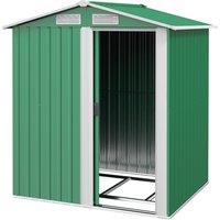 Outsunny 1.5 x 1.3m Garden Storage Shed, Outdoor Tool Organiser with Sliding Door, Sloped Roof & Mental Frame, Green Aosom UK