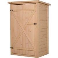 Outsunny Wooden Garden Storage Shed Fir Wood Tool Cabinet Organiser with Shelves 75L x 56W x115Hcm