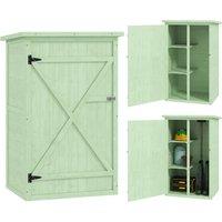 Outsunny Wooden Small Shed, Garden Storage Shed with Shelves and Bolt Latch, 75L x 56W x115H cm, Green