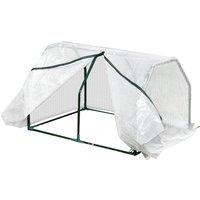 Outsunny Portable Greenhouse Oasis: Mini Metal Frame with PVC Cover, Zippered Access, 99x71x60cm, White Aosom UK