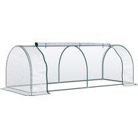 Outsunny Transparent Tunnel Greenhouse: Outdoor Grow House with Steel Frame & PVC Cover, 250x100x80cm Aosom UK