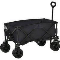 Outsunny Folding Outdoor Utility Wagon, Garden Trolley Cart with Wheels & Handle for Camping, Beach, Black