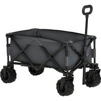 Outsunny Outdoor Pull Along Cart Folding Cargo Wagon Trailer Trolley for Beach Garden with Handle, A