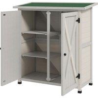 Outsunny Wooden Garden Shed Storage Shed Fir Tool Cabinet with Shelves Double Door Light Grey Aosom UK