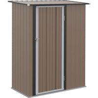Outsunny 5ft x 3ft Garden Metal Storage Shed, Outdoor Tool Shed with Sloped Roof, Lockable Door for Equipment, Bikes, Brown