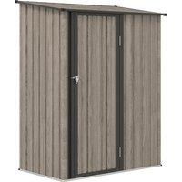 Outsunny 5x3 Garden Shed Metal Construction with Sloped Roof, Lockable Door, Perfect for Gardeners & DIY Enthusiasts, Light Grey Aosom UK