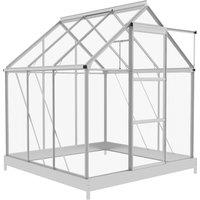 Outsunny 6 x 6ft Walk-In Greenhouse, Polycarbonate Greenhouse with Sliding Door, Window, Aluminium Frame, Foundation, Silver