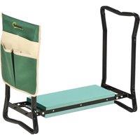 Outsunny Foldable Steel Frame Garden Kneeler Seat w/ Foam Bag Tool Bag Pouch Outdoor Garden Stable Sturdy Assistance Versatile Use Aosom UK