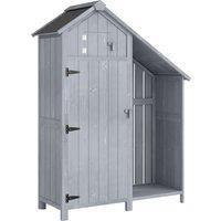 Outsunny Garden Outdoor Storage Shed 3 Shelves Tilt Roof w/ Firewood Rack Log Carrier, 129L x 51.5W x 180H cm