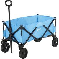 Outsunny Folding Garden Trolley Cart, Cargo Wagon Trailer for Beach & Outdoor Use, with Telescopic Handle, Blue Aosom UK