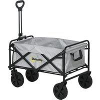 Outsunny Portable Folding Wagon, Pull Along Cargo Trolley with Telescopic Handle, Dark Grey Aosom UK