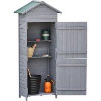 Outsunny 79 x 49cm Garden Cabinet with 3 Shelves, Tilted-felt Roof and Two Lockable Doors for Tool Storage, Dark Grey Aosom UK