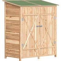 Outsunny 140 x 75 Fir Wood Garden Shed, with Asphalt Roof - Natural