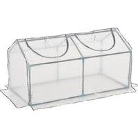 Outsunny Mini Greenhouse Portable Flower Planter Tomato Vegetable House for Garden Backyard with Zipper 120 x 60 x 60 cm, White Aosom UK